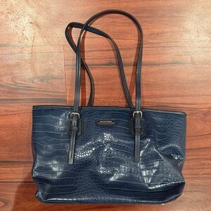 Dana Buchman Chic Crocodile-Embossed Navy Tote Bag